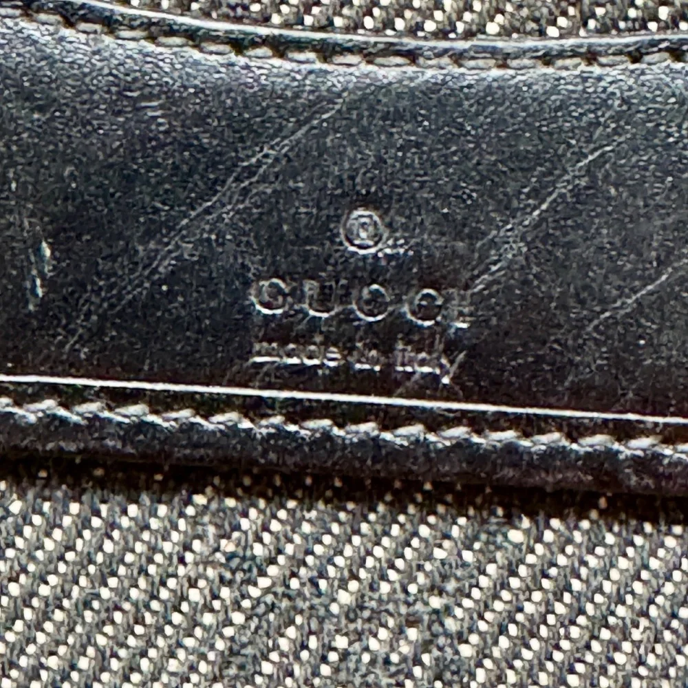 Gucci Vintage Bi-fold Wallet Gray & Black Monogram Canvas & Leather - Picture 2 of 14